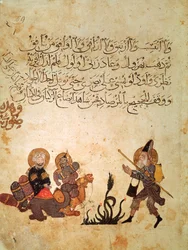 Ms Ar 3929 f.69, Abu Zayd verlässt al-Harith während der Pilgerreise nach Nordirak, aus 